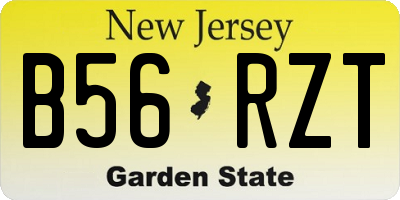 NJ license plate B56RZT
