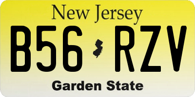 NJ license plate B56RZV