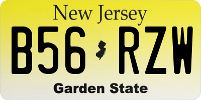 NJ license plate B56RZW