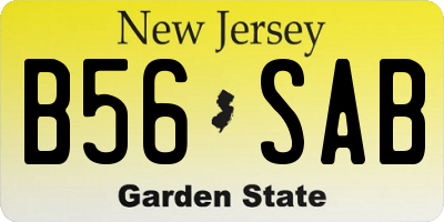 NJ license plate B56SAB