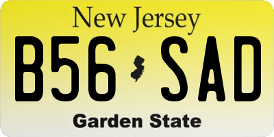 NJ license plate B56SAD