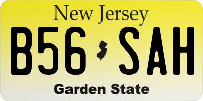 NJ license plate B56SAH