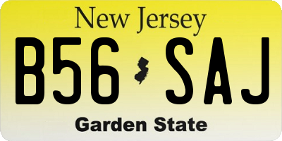 NJ license plate B56SAJ