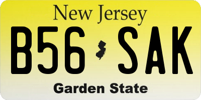 NJ license plate B56SAK