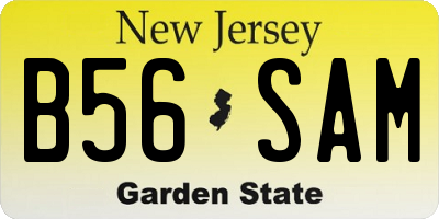 NJ license plate B56SAM