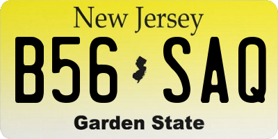 NJ license plate B56SAQ