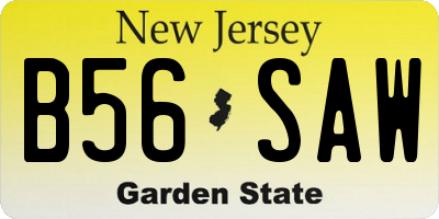 NJ license plate B56SAW