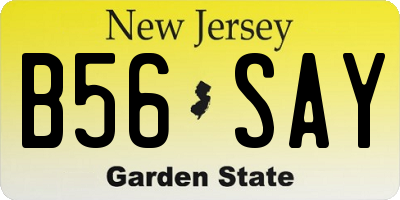 NJ license plate B56SAY