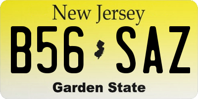 NJ license plate B56SAZ