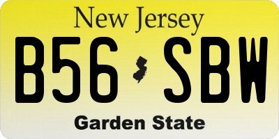 NJ license plate B56SBW