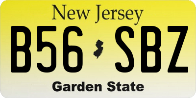 NJ license plate B56SBZ