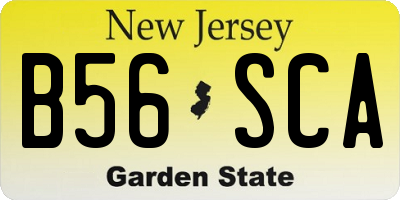 NJ license plate B56SCA