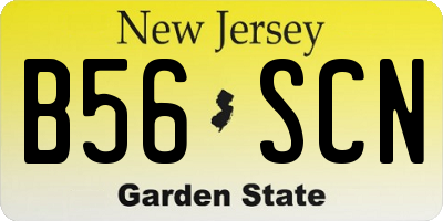 NJ license plate B56SCN