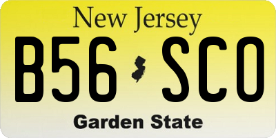 NJ license plate B56SCO