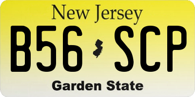 NJ license plate B56SCP
