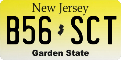 NJ license plate B56SCT
