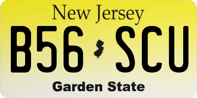 NJ license plate B56SCU