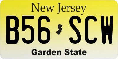 NJ license plate B56SCW