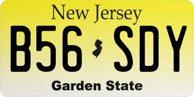NJ license plate B56SDY