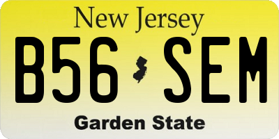 NJ license plate B56SEM