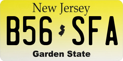 NJ license plate B56SFA