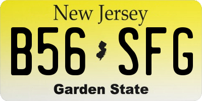 NJ license plate B56SFG