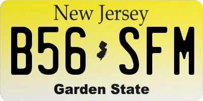 NJ license plate B56SFM