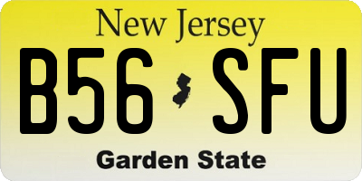 NJ license plate B56SFU