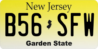 NJ license plate B56SFW