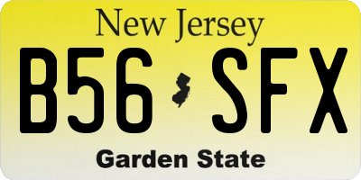 NJ license plate B56SFX