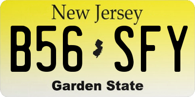 NJ license plate B56SFY