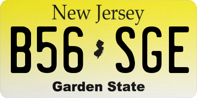 NJ license plate B56SGE