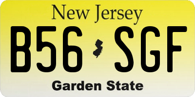 NJ license plate B56SGF