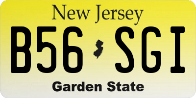 NJ license plate B56SGI