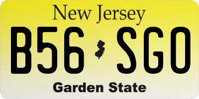 NJ license plate B56SGO