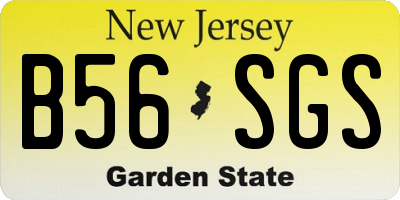 NJ license plate B56SGS