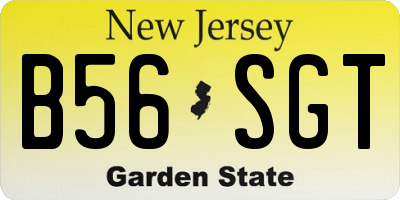 NJ license plate B56SGT