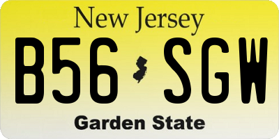NJ license plate B56SGW