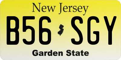 NJ license plate B56SGY