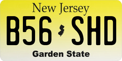 NJ license plate B56SHD