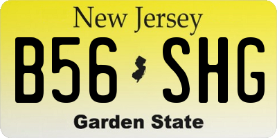 NJ license plate B56SHG