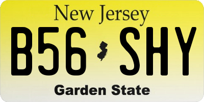 NJ license plate B56SHY