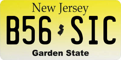 NJ license plate B56SIC