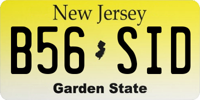 NJ license plate B56SID