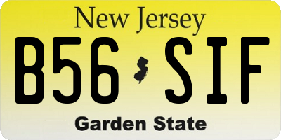 NJ license plate B56SIF