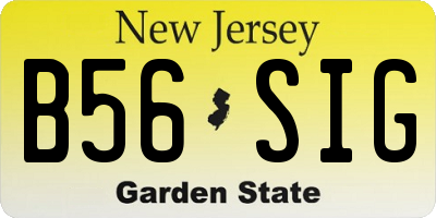 NJ license plate B56SIG