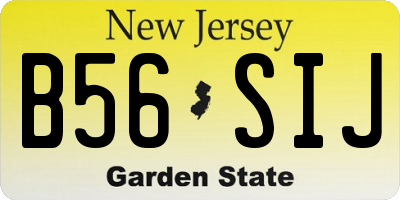 NJ license plate B56SIJ