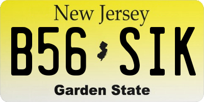 NJ license plate B56SIK