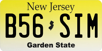 NJ license plate B56SIM