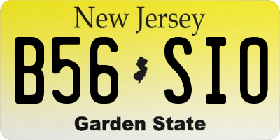NJ license plate B56SIO